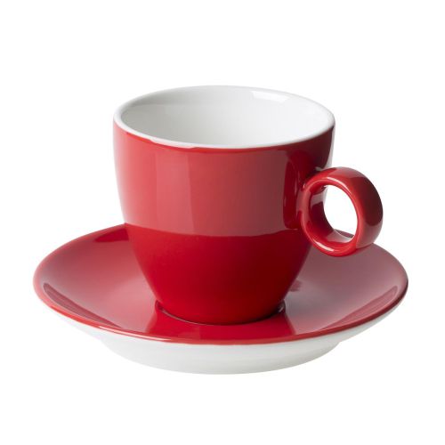 Bart Kaffeetasse und Untertasse in rot zum Bedrucken